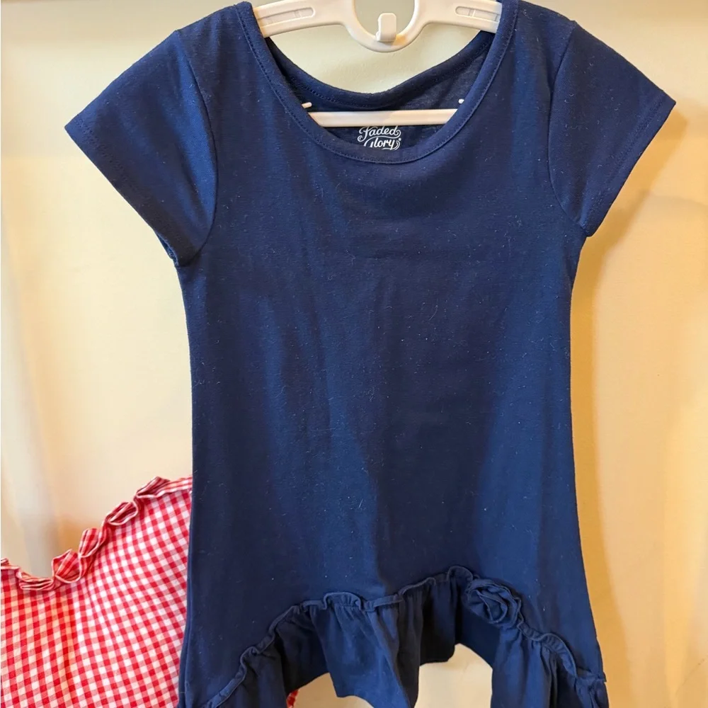 AMERICANA Faded Glory Girls Short Sleeve Shirt Dress Top Size XS